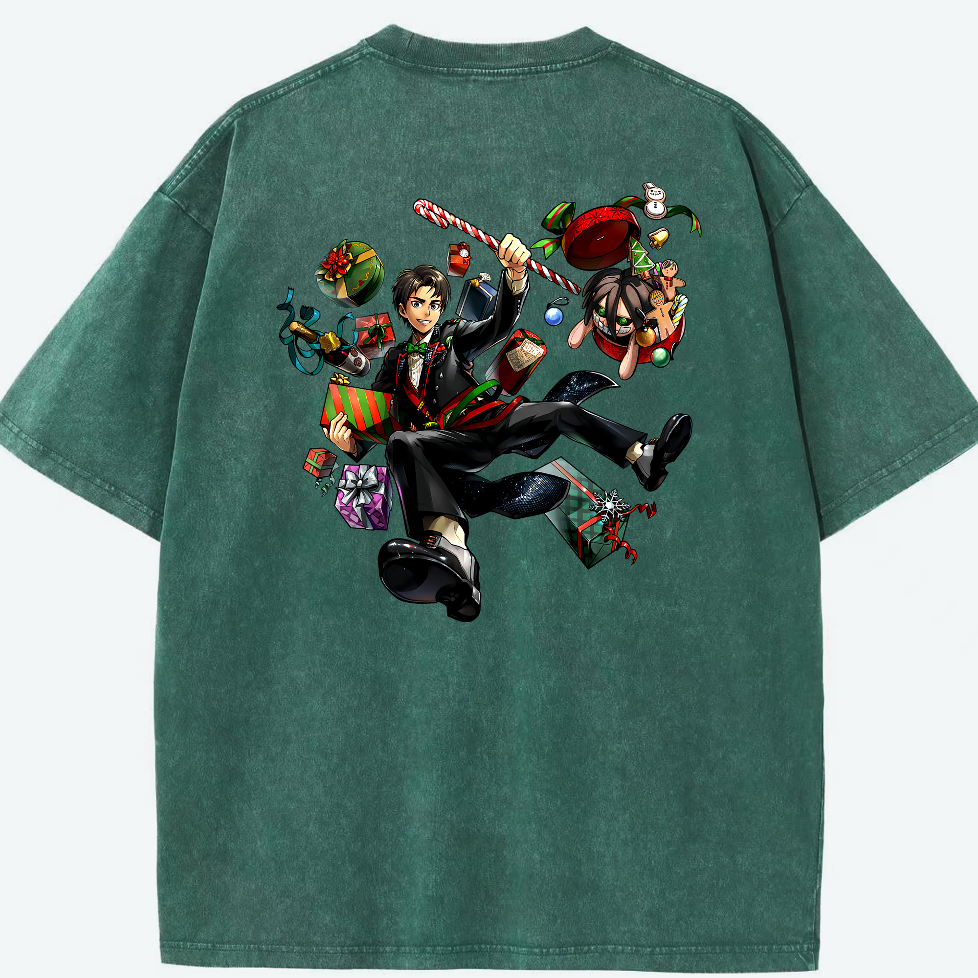 （画像用） 進撃の巨人 エレン･イェーガー Attack on Titan Eren Jäger 綿100% ヴィンテージ風 半袖Tシャツ（背面プリント）